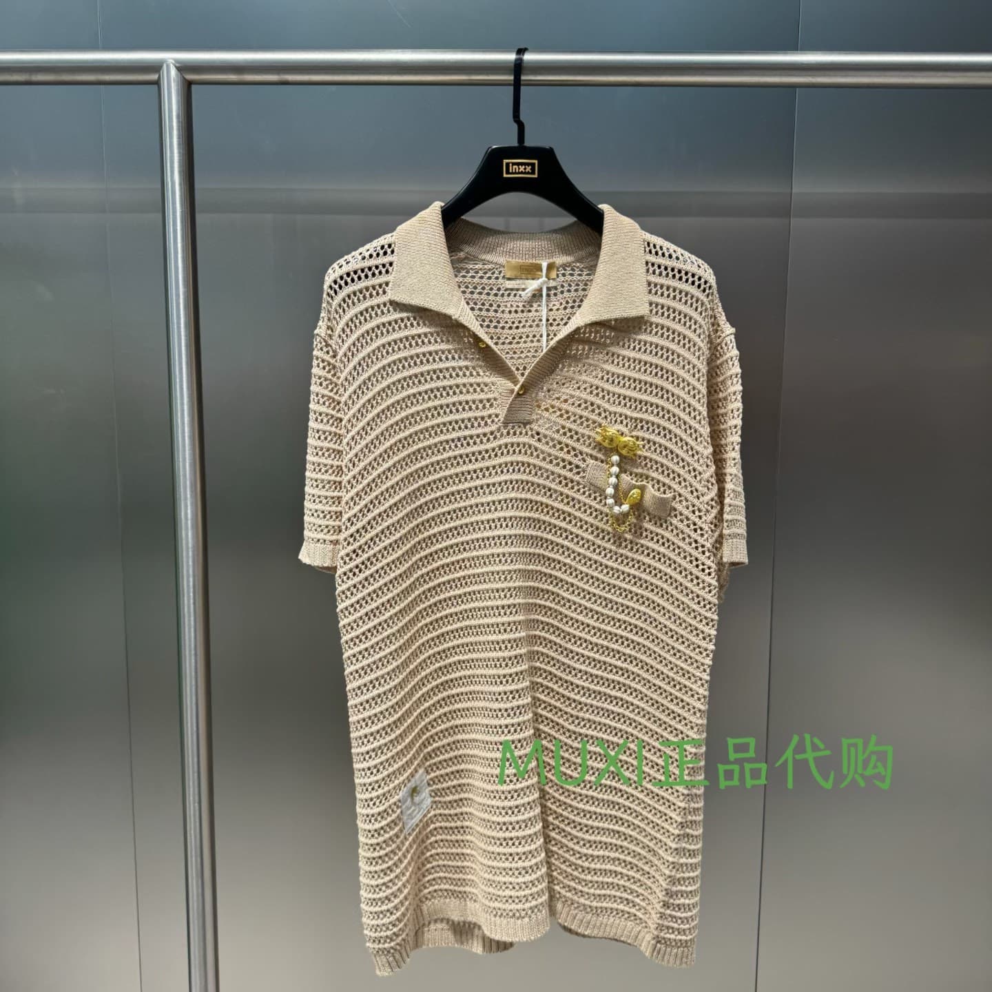 INXX counter-подлинный летний мужской и женский свитер 2026 года простой свободной вязки с лацканами и короткими рукавами.
