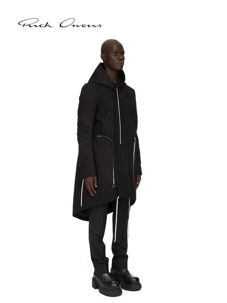 RICK OWENS Мужская черная хлопковая куртка мягкого цвета с капюшоном на завязках от Rick OWENS