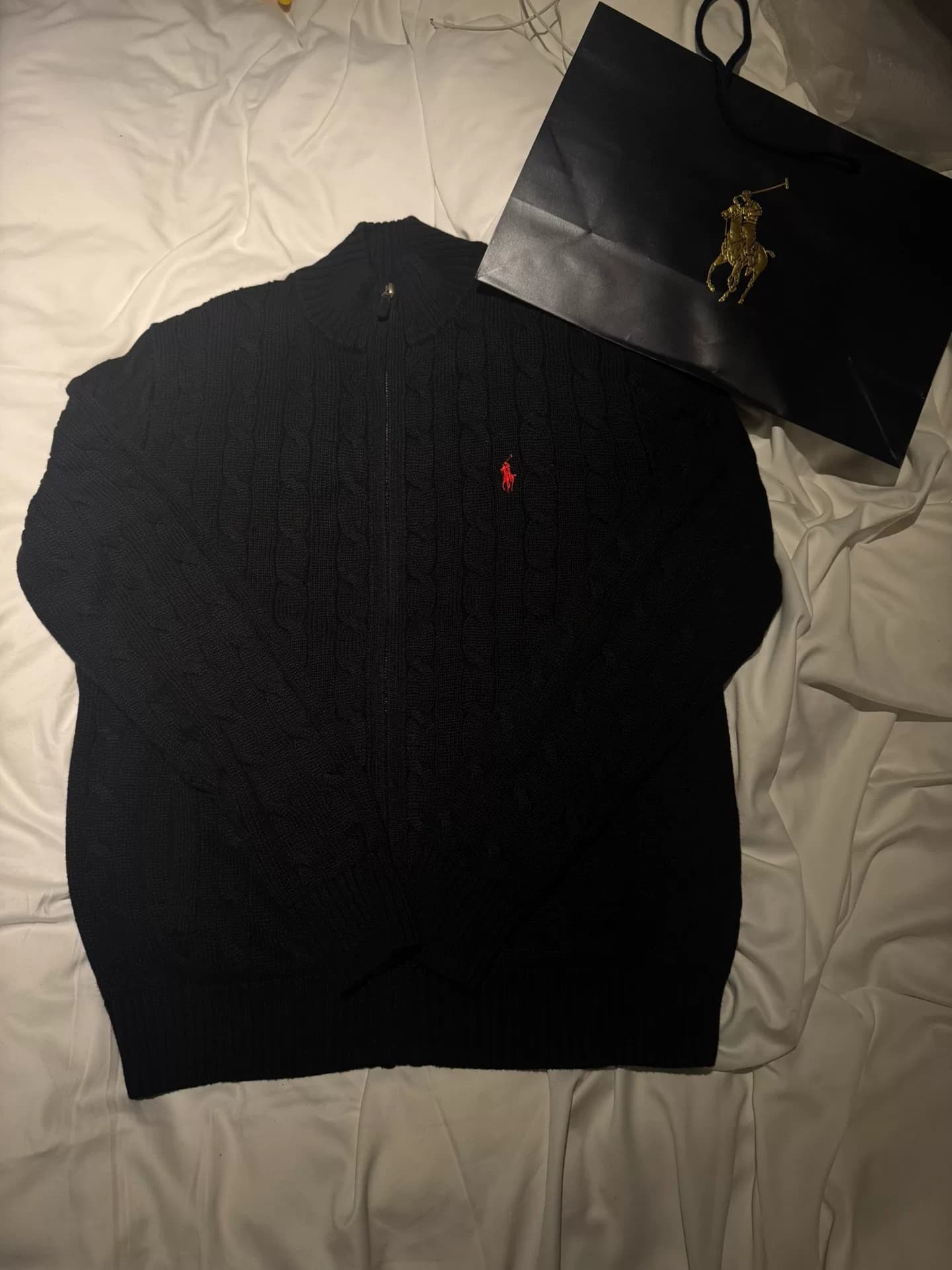 Вязаный жакет Ralph Lauren Pony с вышивкой Twist, черный, размер M, Абсолютно Новый
