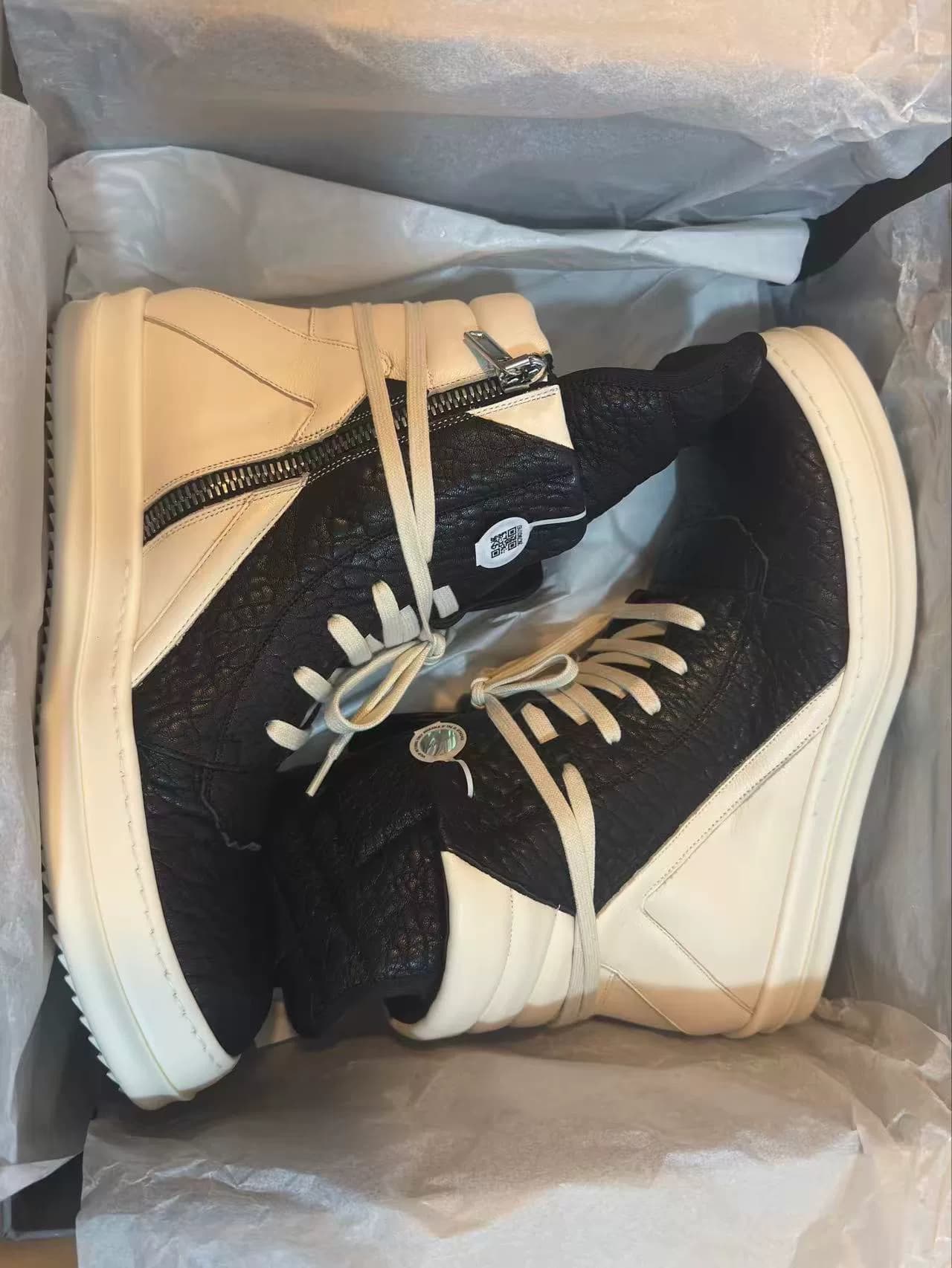 Мужские кроссовки с круглым носком от Rick Owens с высоким берцем