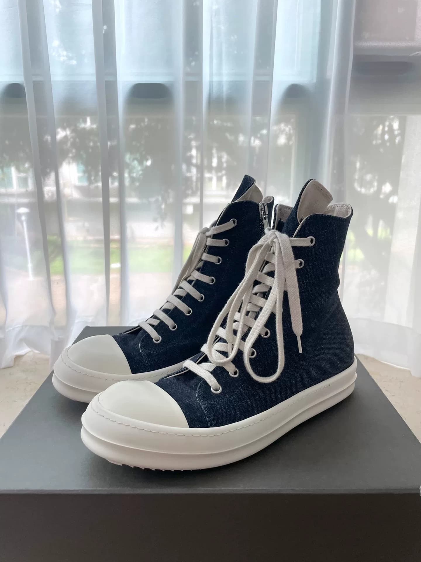 джинсовая модель rickowens big converse с высоким берцем и двойной линией талии, drkshdw