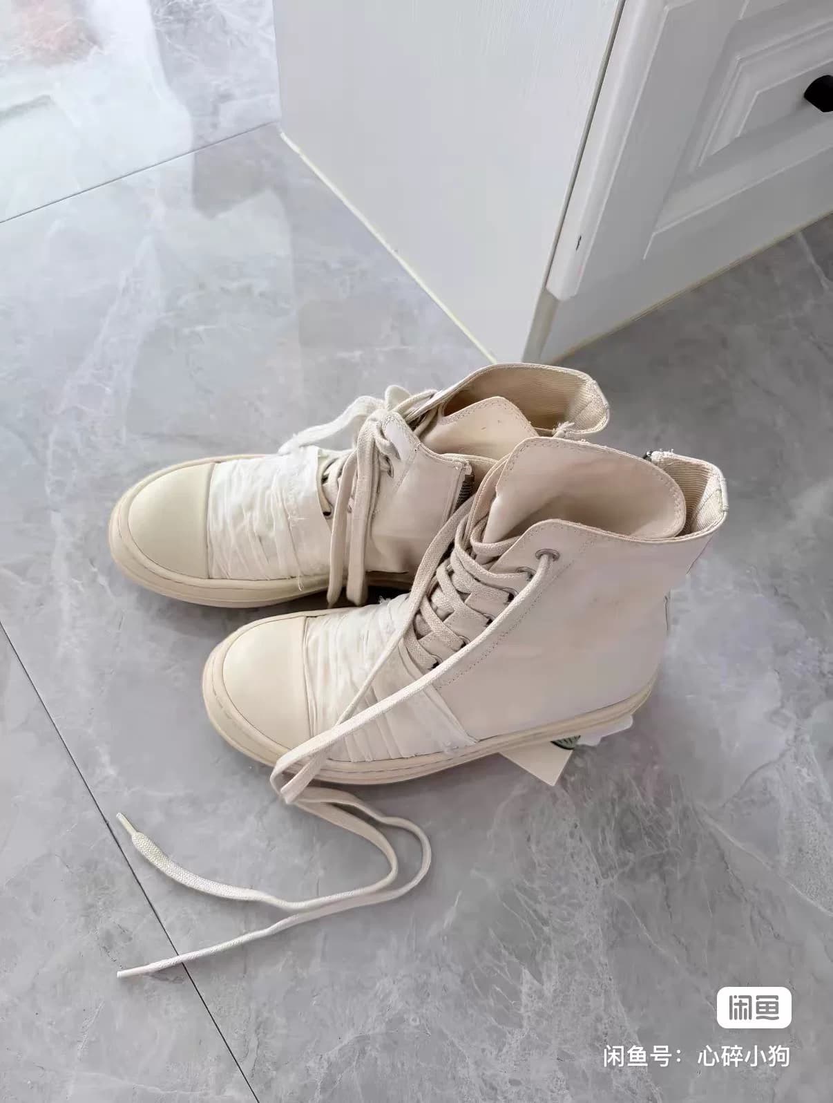 белые шелковые конверсы rickowens с двойным верхом и высоким берцем