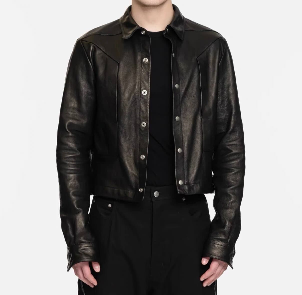 Короткая кожаная куртка Rick Owens 50-го размера
