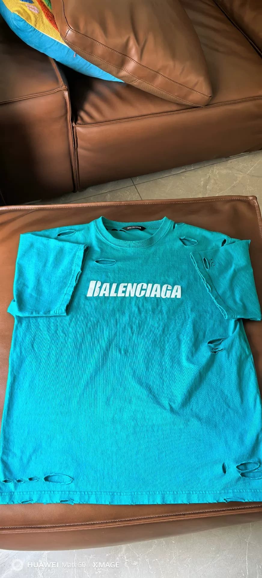 Мужская футболка Balenciaga Balenciaga lake green с коротким рукавом размера S