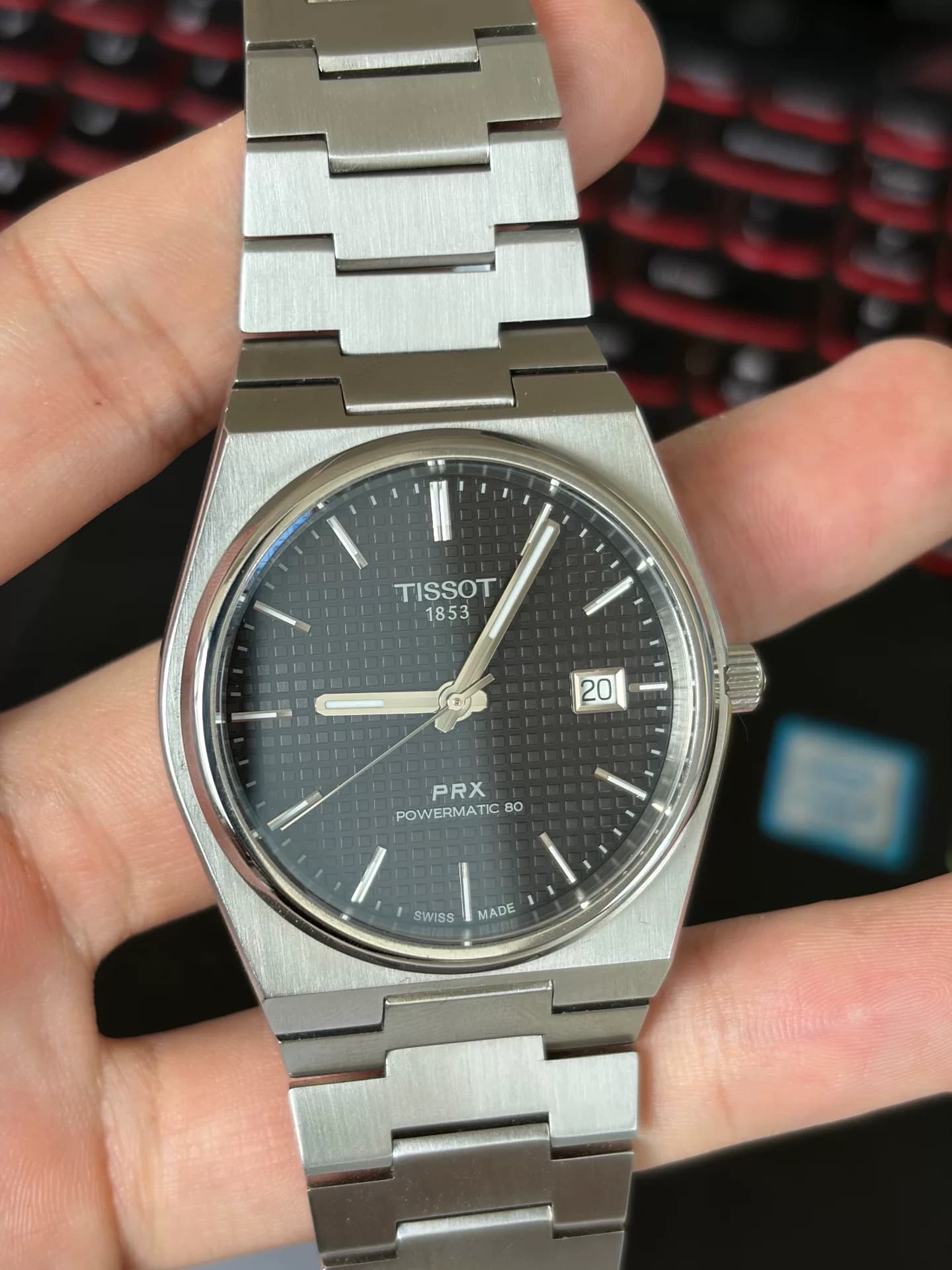 Tissot PRX Super Player, механический черный диск, ремешок из нержавеющей стали, диаметр часов 40 мм, автоматический механизм