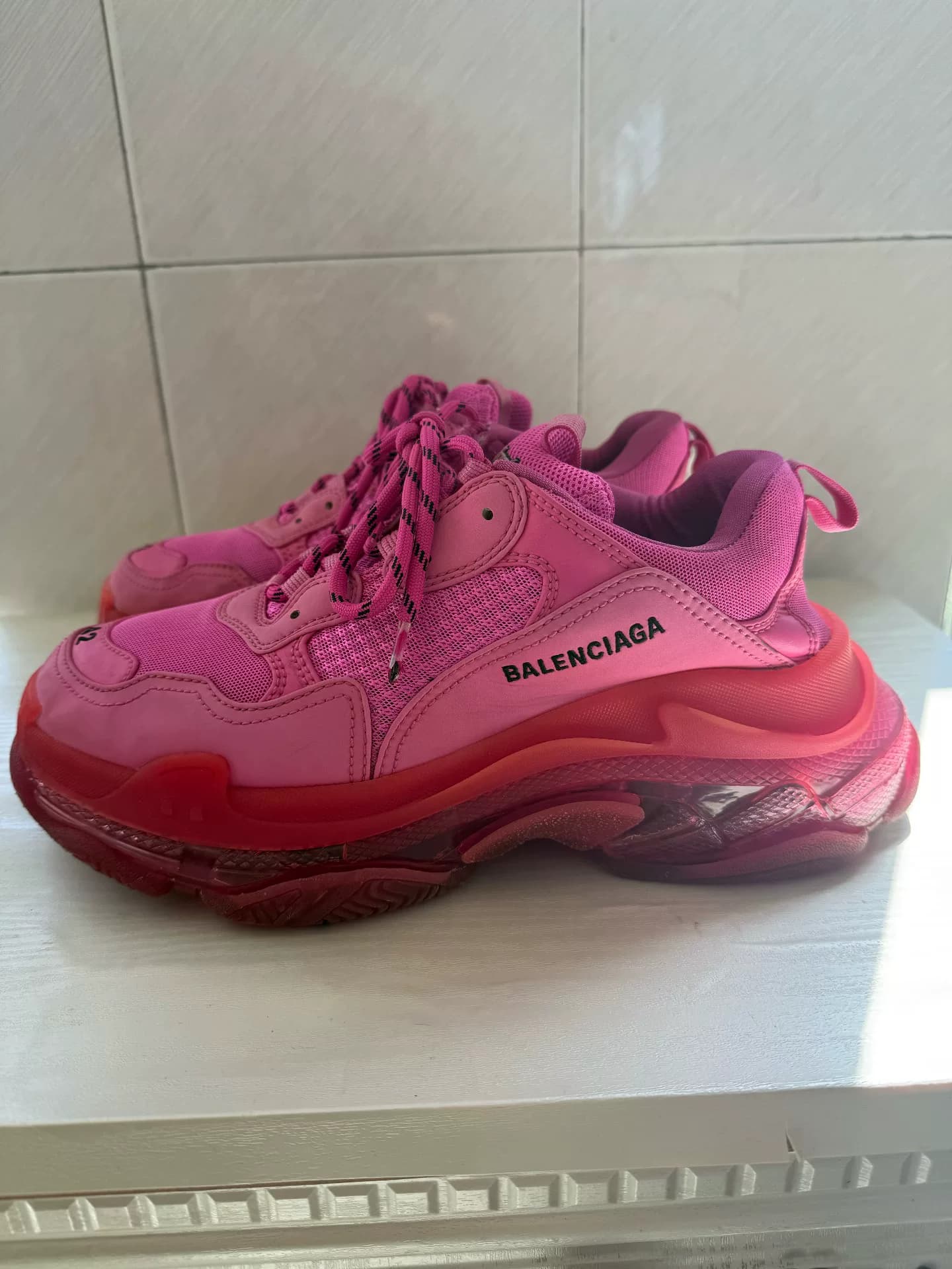 Туфли Balenciaga Balenciaga Triple S daddy, розово-розовые