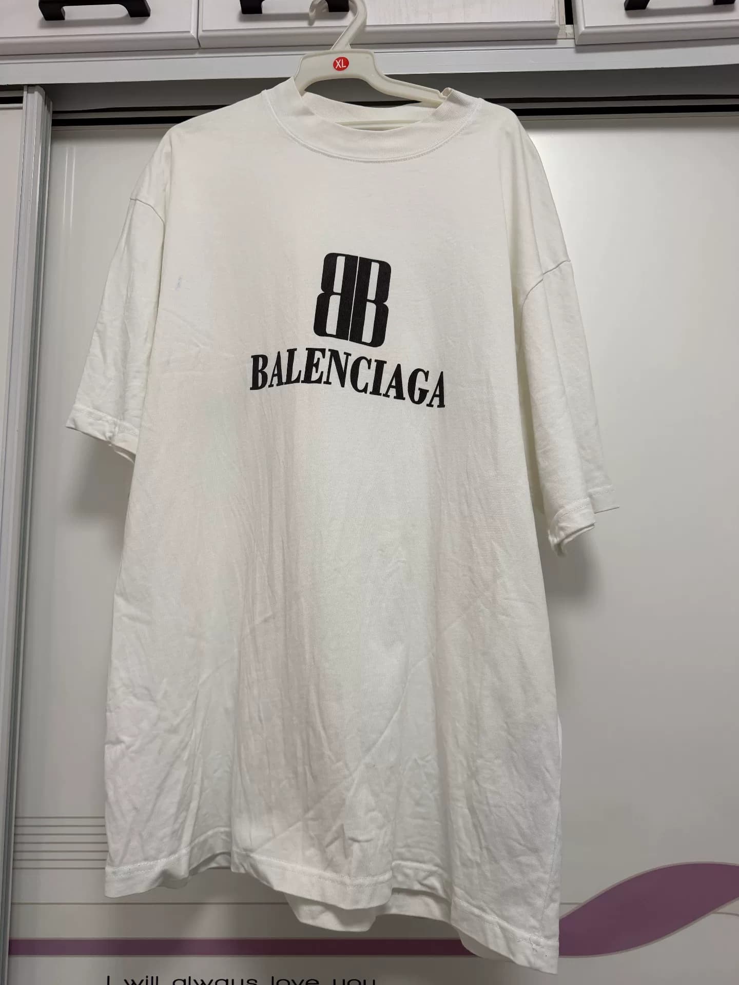 Футболка с короткими рукавами и принтом Balenciaga nano BB, белая, размер S