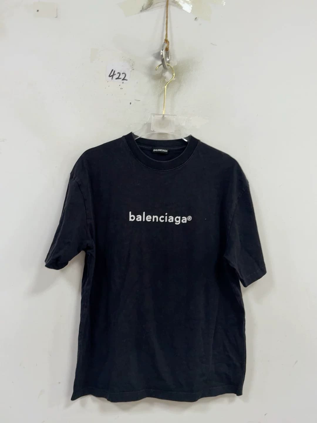 Balenciaga Черная футболка с логотипом Balenciaga с короткими рукавами на груди размера XS