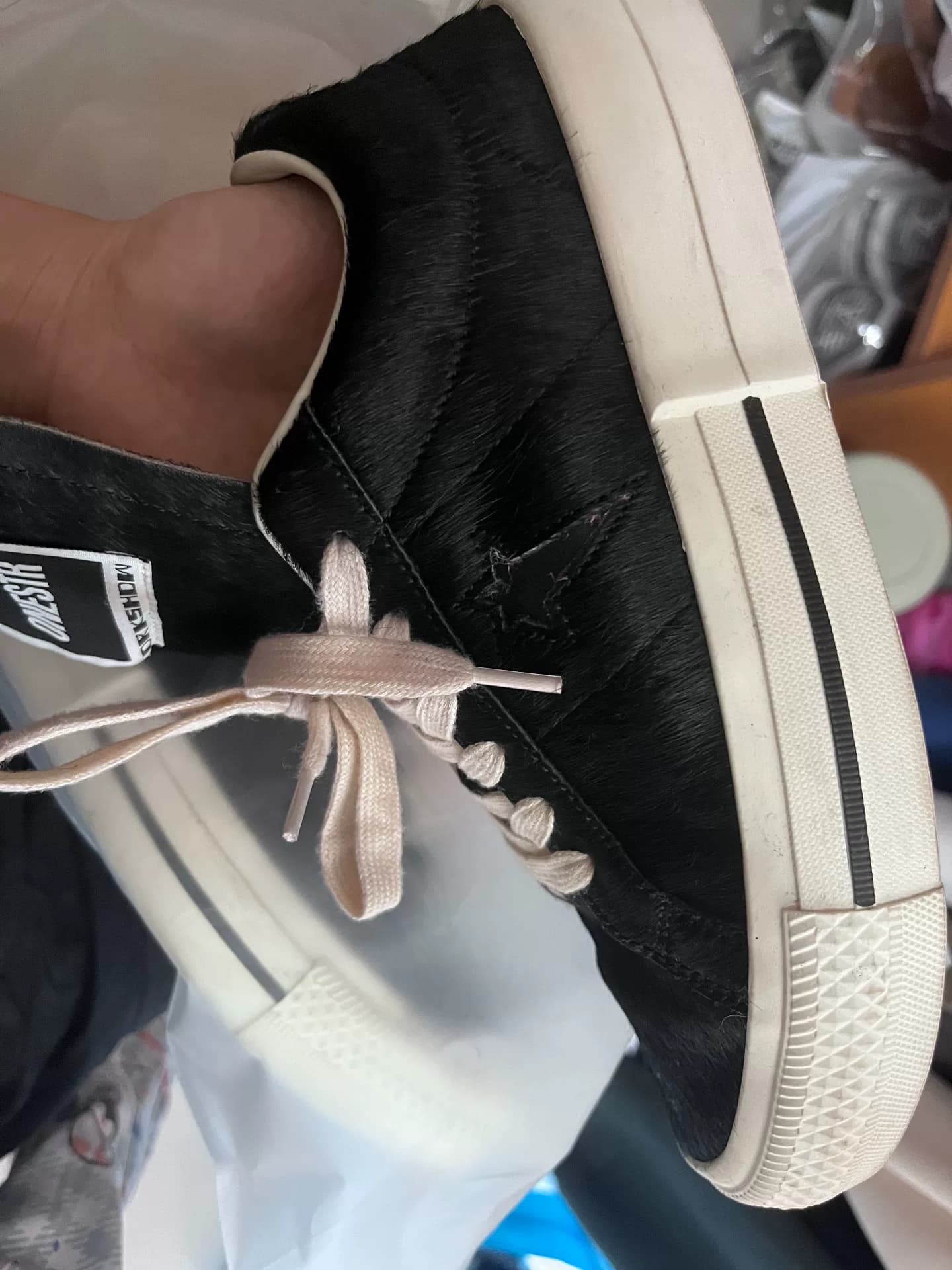 Кобрендовые кроссовки Converse Rick Owens 37-го размера из конского волоса