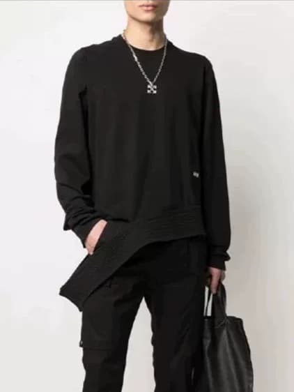 Свитер с длинными рукавами и круглым вырезом на подоле с эффектом разрыва Rick Owens DRKSHDW