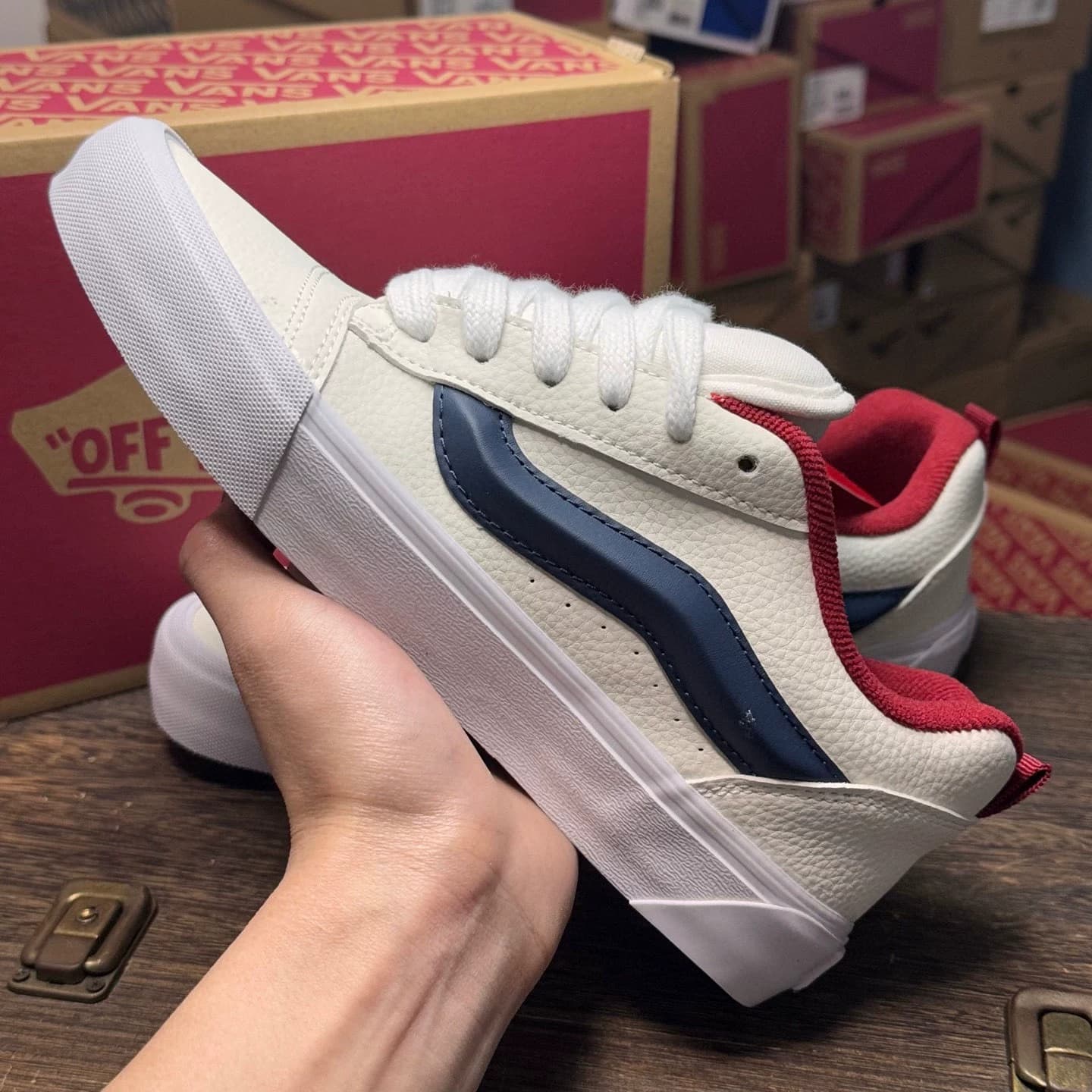 Верх Vans Knu Skool Crane из красной кожи цвета Личи