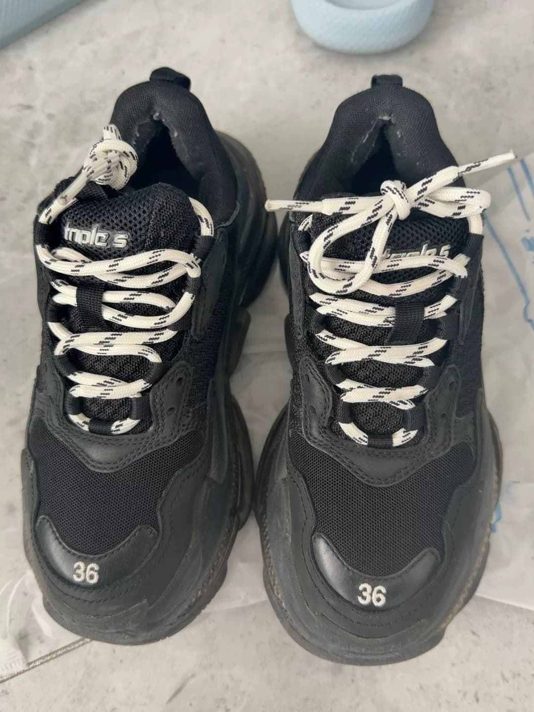 Черные туфли-папочки Balenciaga Triple S размера 36