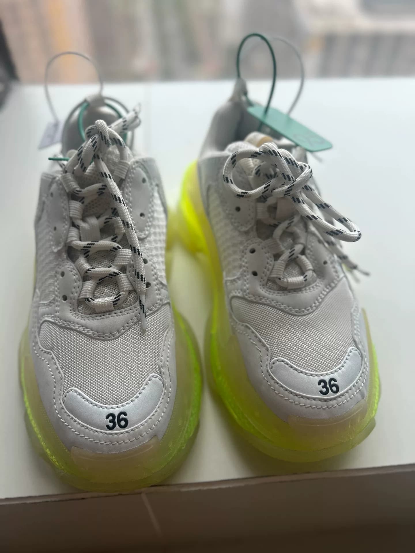 Туфли Balenciaga Triple S daddy с белой и зеленой подошвой из хрусталя, 3