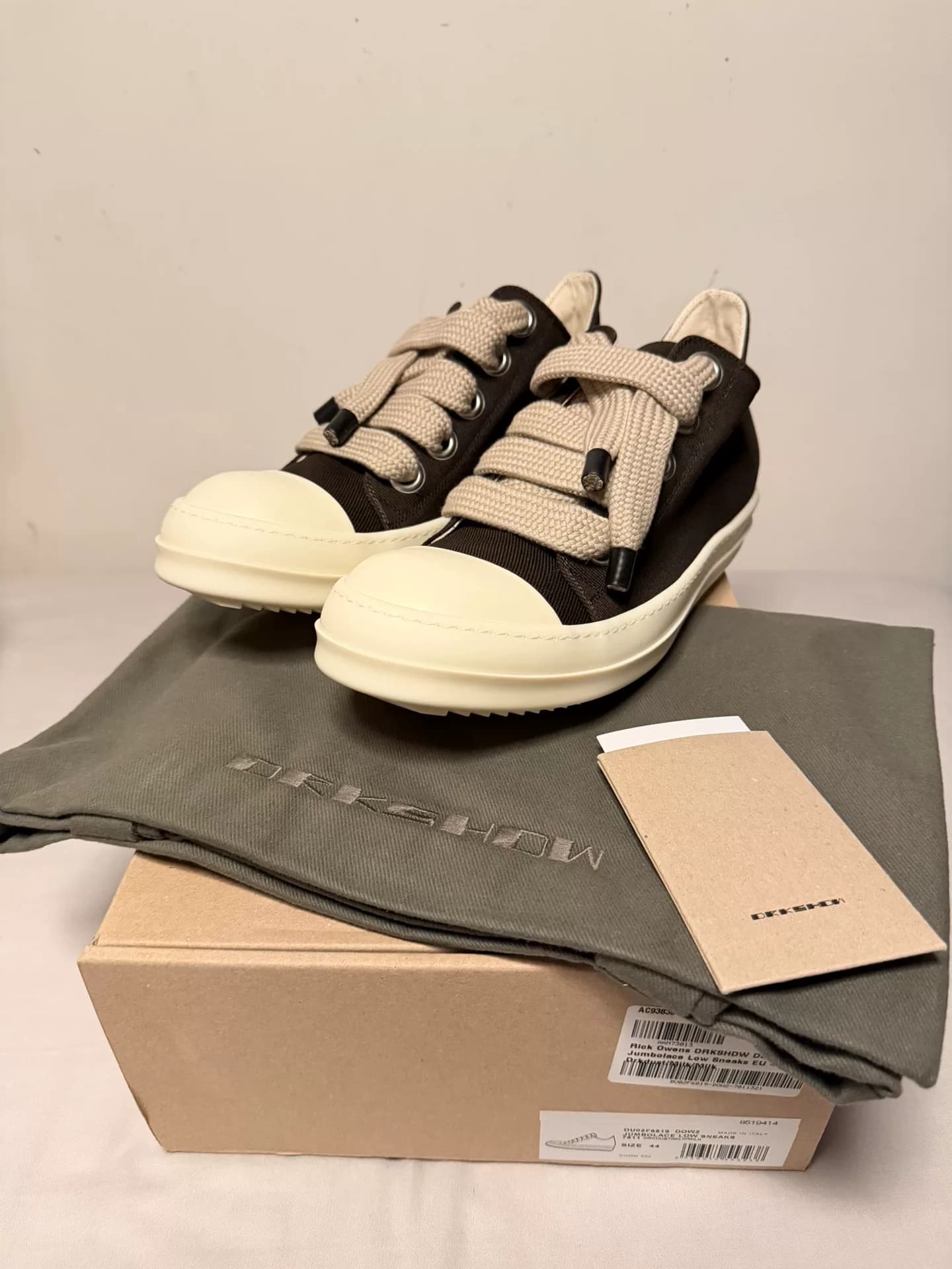Коричневые парусиновые ботинки на толстой подошве Rick owens Drkshdw 26ss