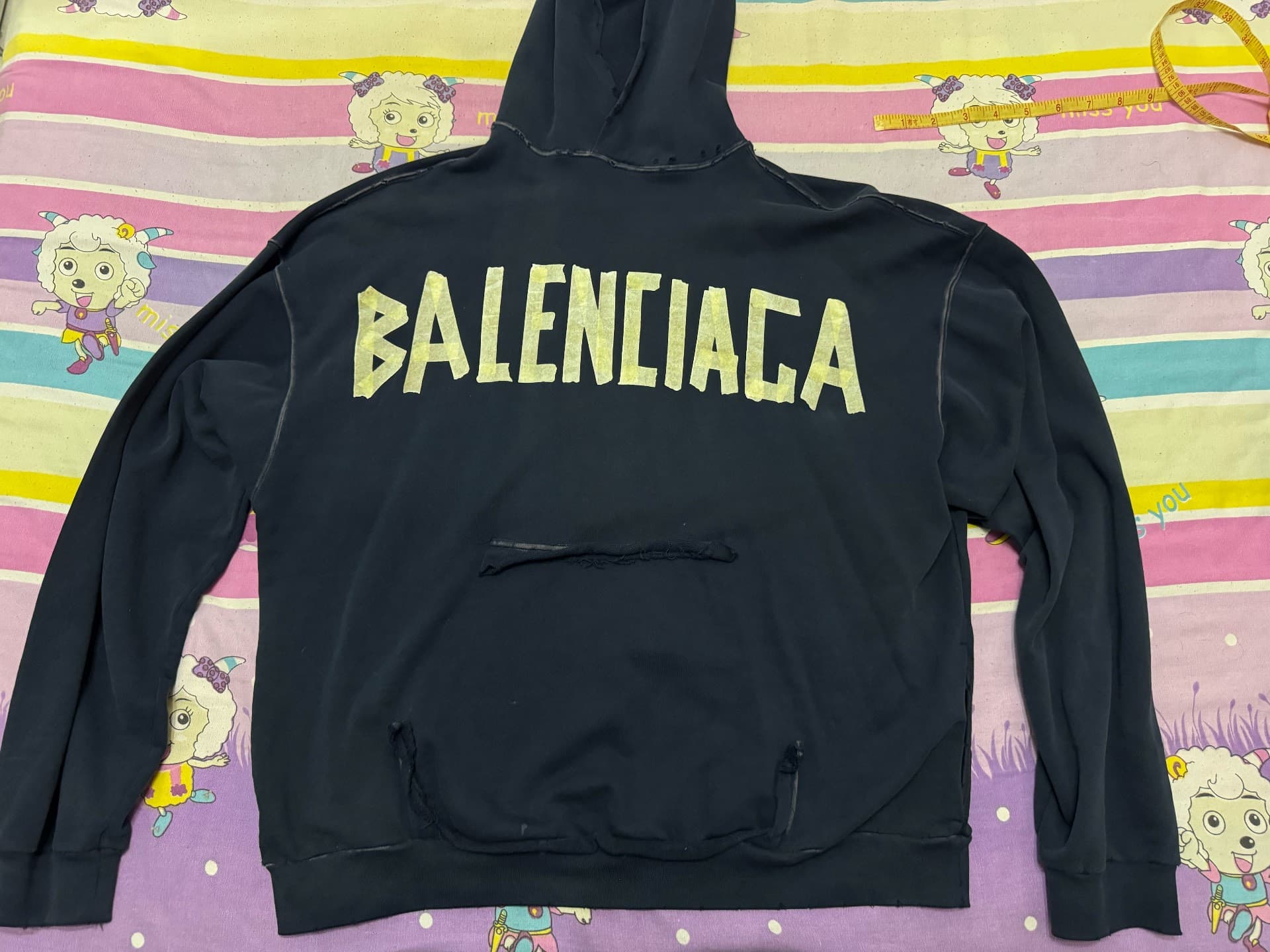 Свитер с капюшоном Balenciaga Balenciaga Masking Tape, темно-синий