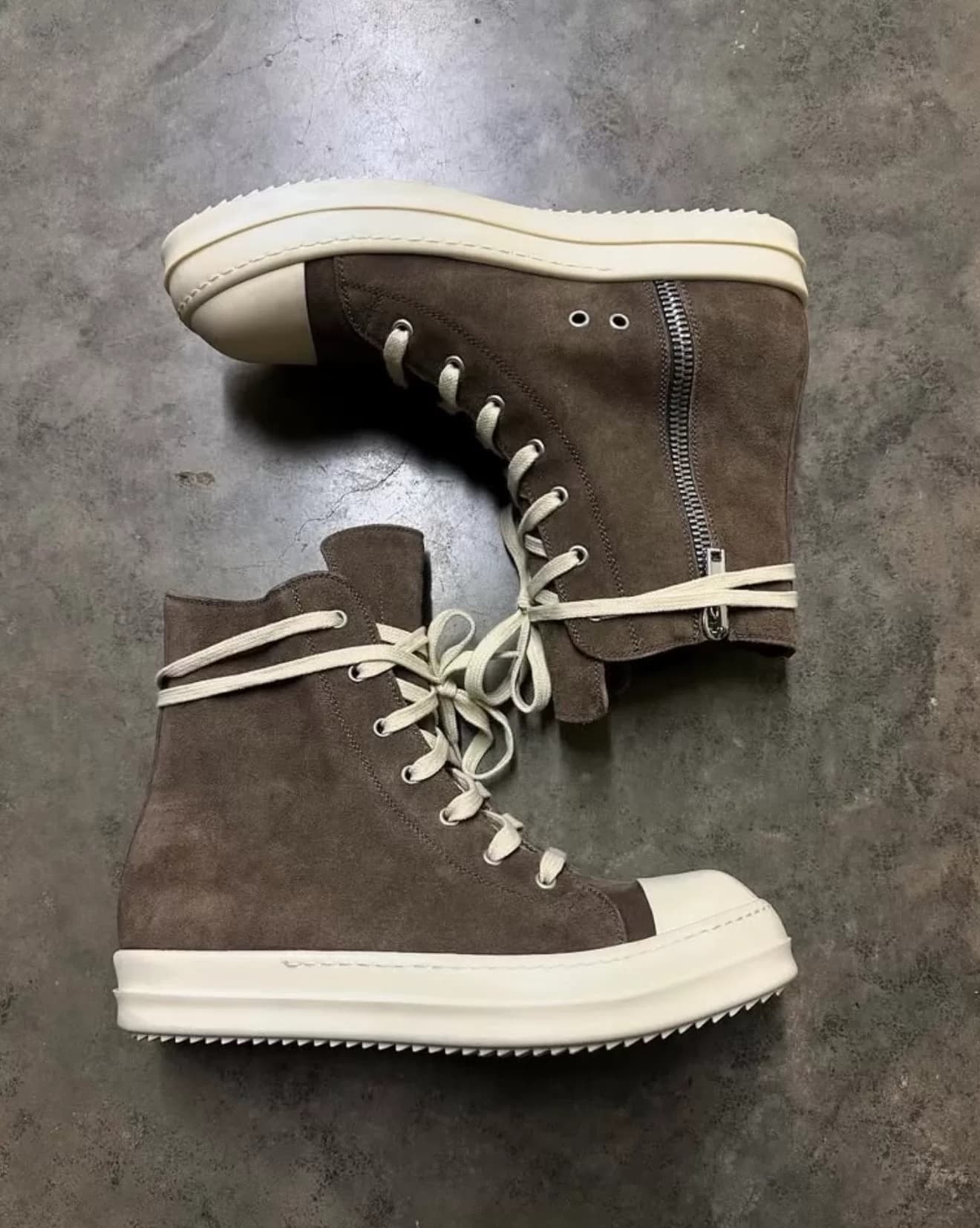Мужские кроссовки Rick Owens 26FW ro main line из коричневой бычьей кожи высокого качества