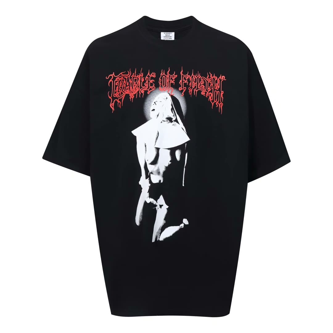 Новая футболка с короткими рукавами VETEMENTS с принтом спереди и сзади!