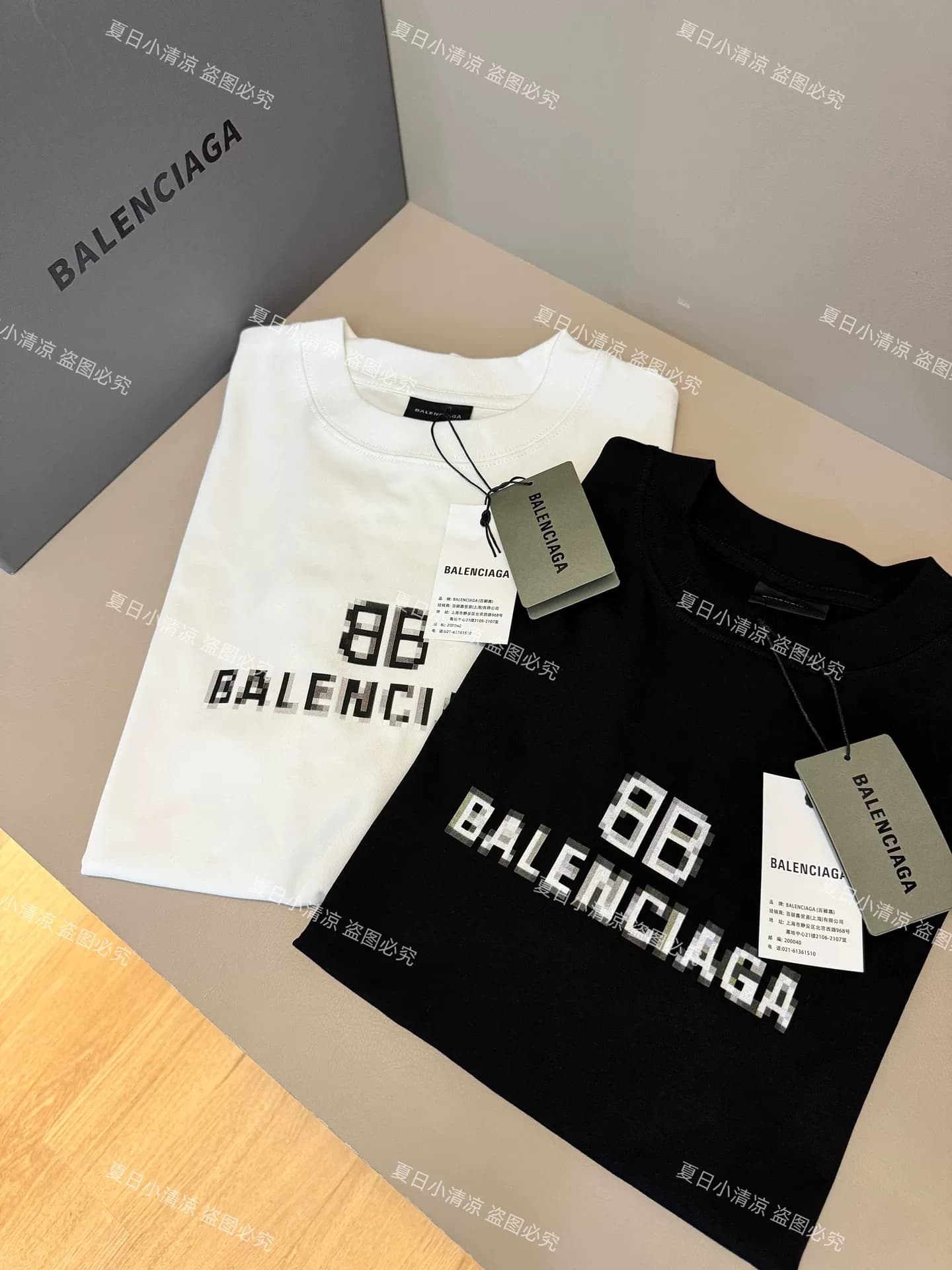 Топовое издание Balenciaga Balenciaga classic Mosaic Pixel Круглый вырез горловины с надписью и коротким рукавом
