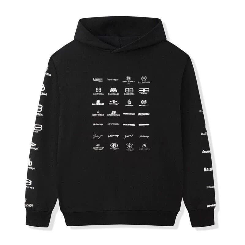 Верхняя часть свитера Balenciaga Balenciaga с капюшоном и принтом логотипа, черный 5