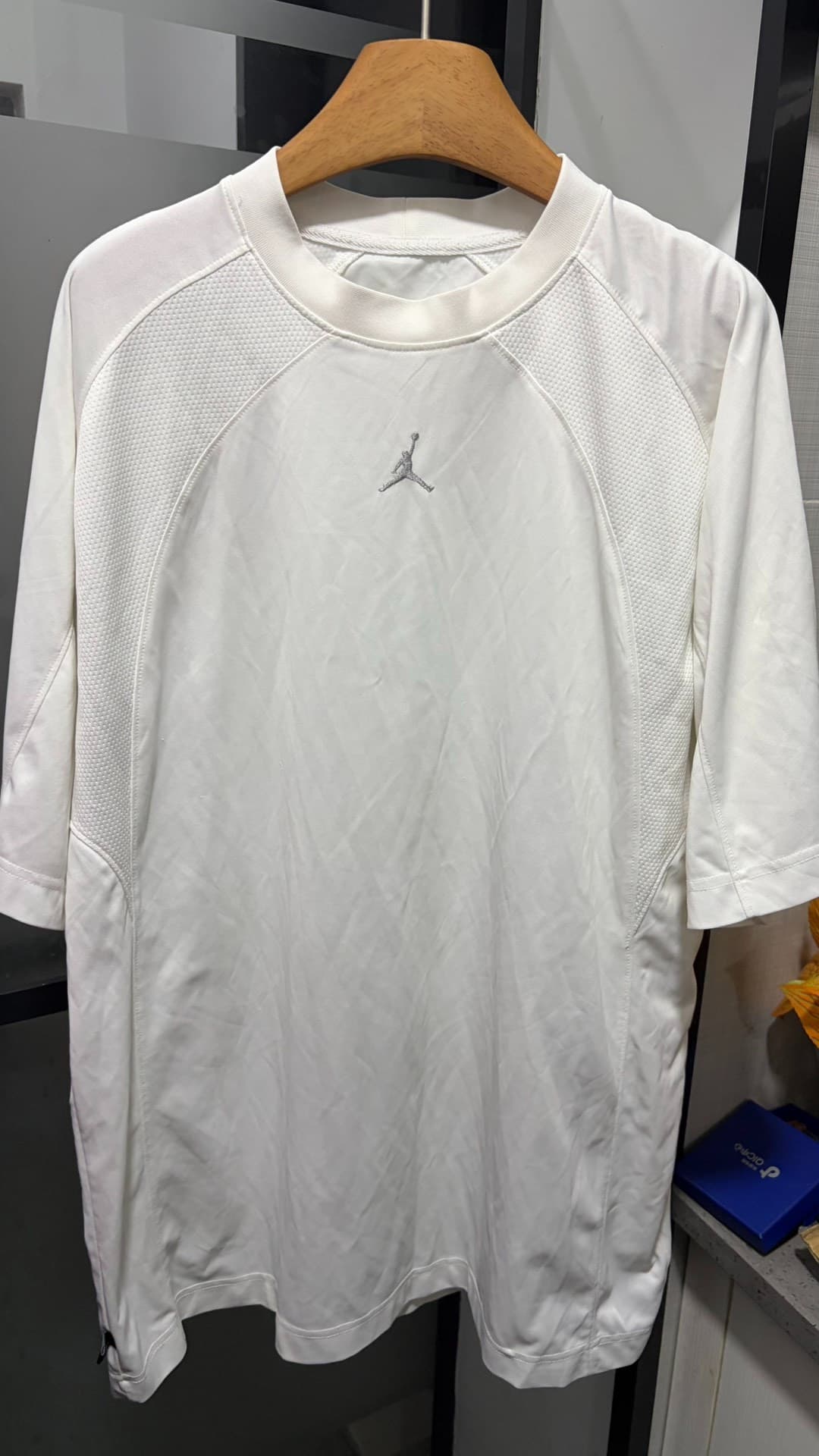 Натуральная быстросохнущая футболка Nike Jordan+Dri-FIT+ADV со средним рукавом, для лица
