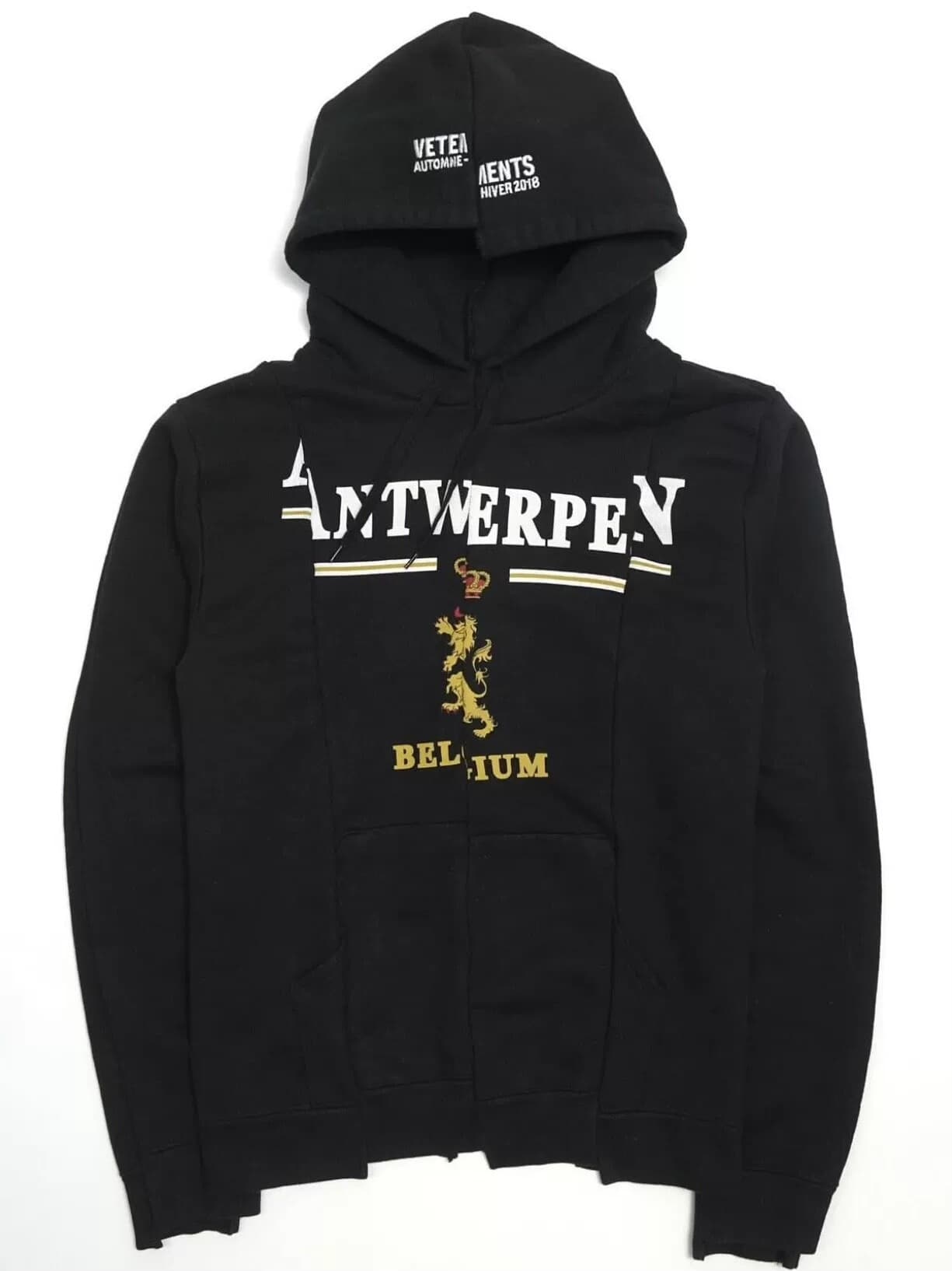 Толстовка с капюшоном со строчкой Vetements Antwerpen черного цвета
