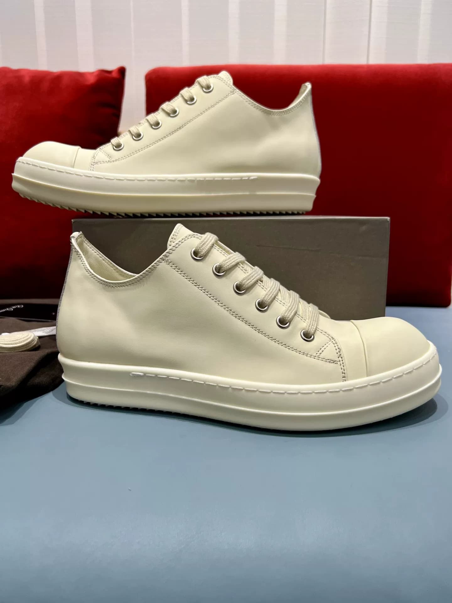 Модные кроссовки на шнуровке из кожи RICK OWENS/RO