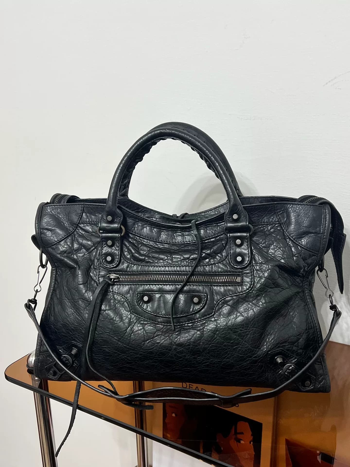 Мотоциклетная сумка Balenciaga Le City среднего размера, черного цвета, сделано в Италии