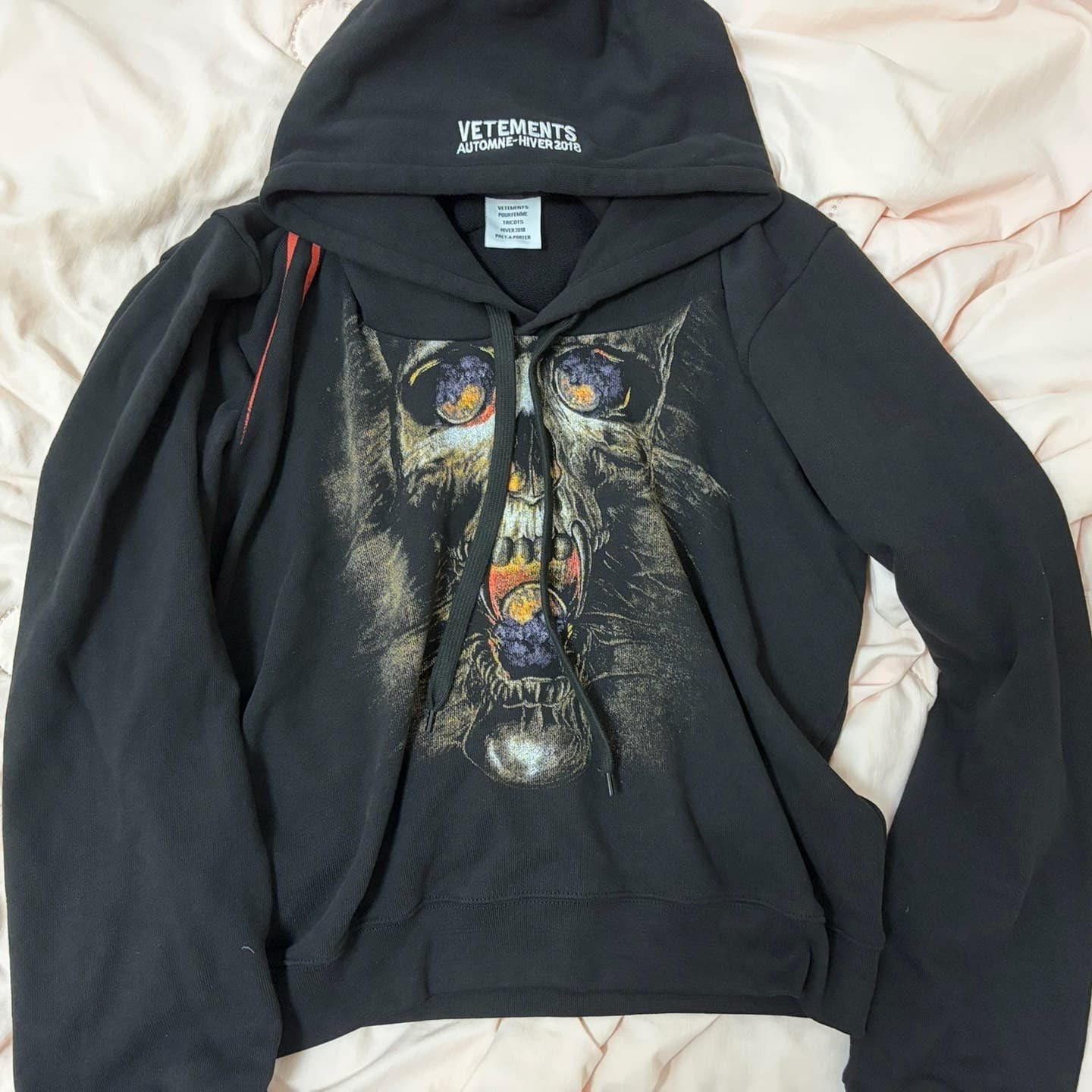 Свитер Vetements grimace, размер M, черный, с надписью AUTOMN на шапке