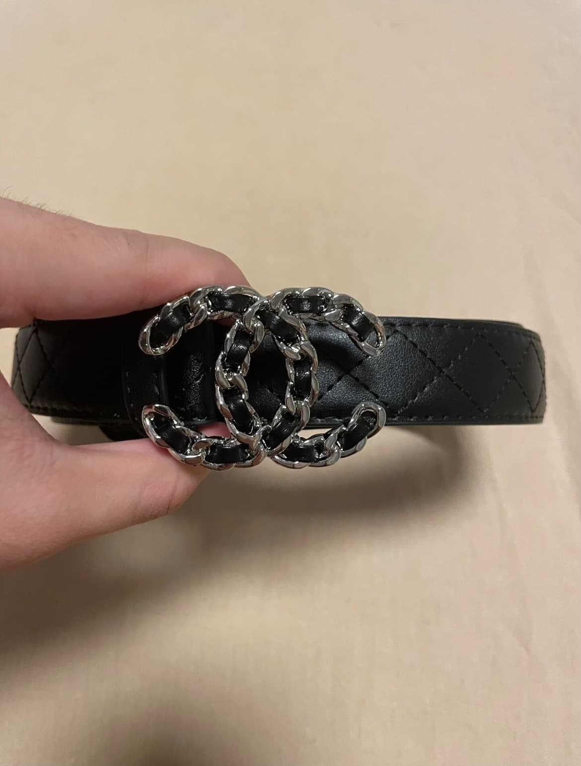 Платиновый пояс Chanel с двойным поясом c