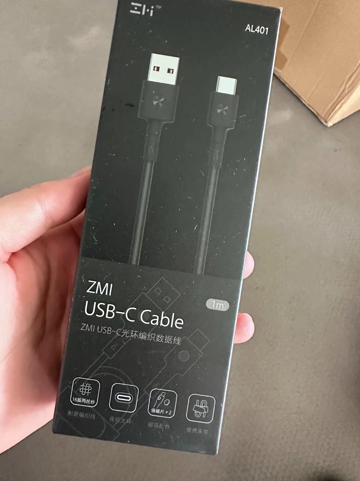 Совершенно новый кабель для передачи данных Apple ZMI Zimi AL401, 1 метр в оплетке, черный