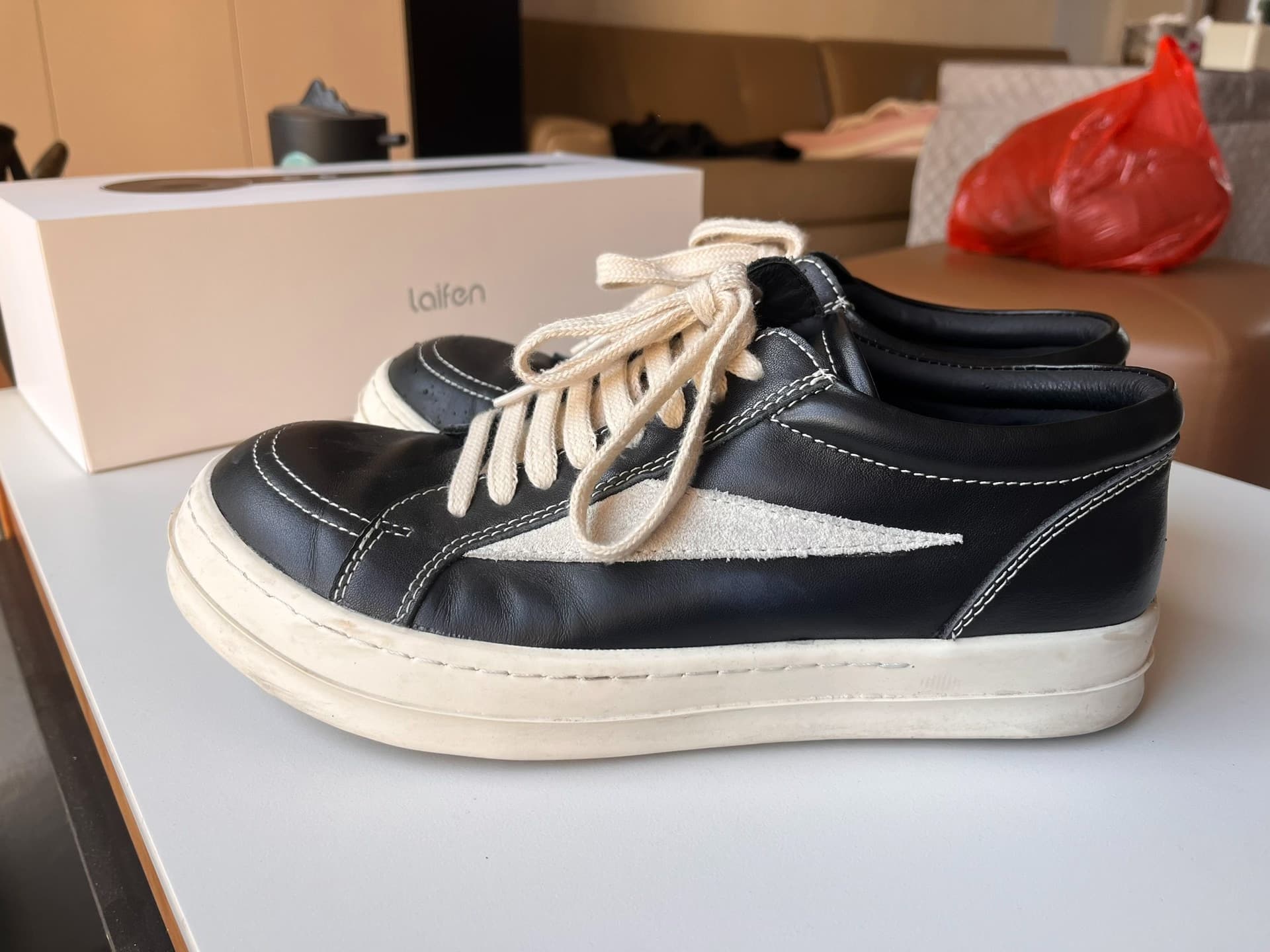 Rick Owens / повседневные кроссовки из воловьей кожи с низким берцем от Rick Owens new triangle label