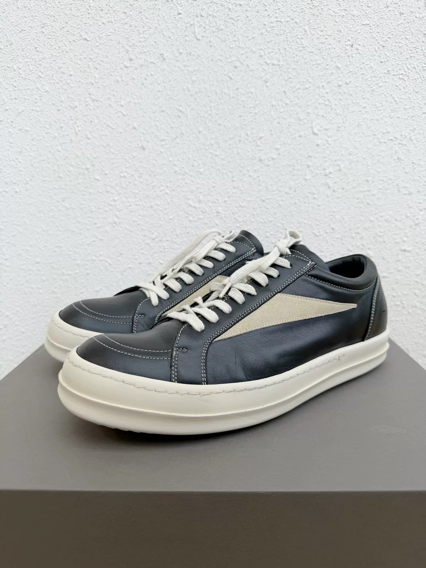 черные и белые кроссовки rickowens leather vans из воловьей кожи с высоким верхом ro