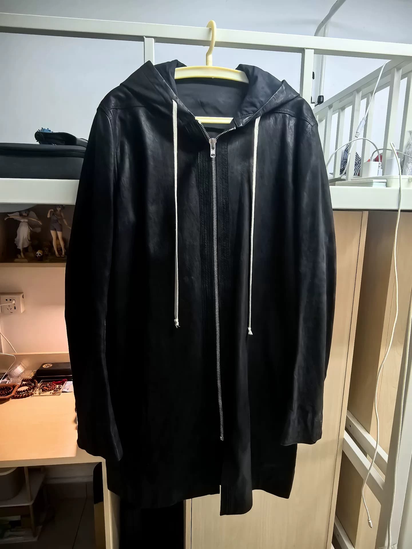 кожаная куртка rick owen ro leather с капюшоном и застежкой-молнией, размер 54, редкий не-