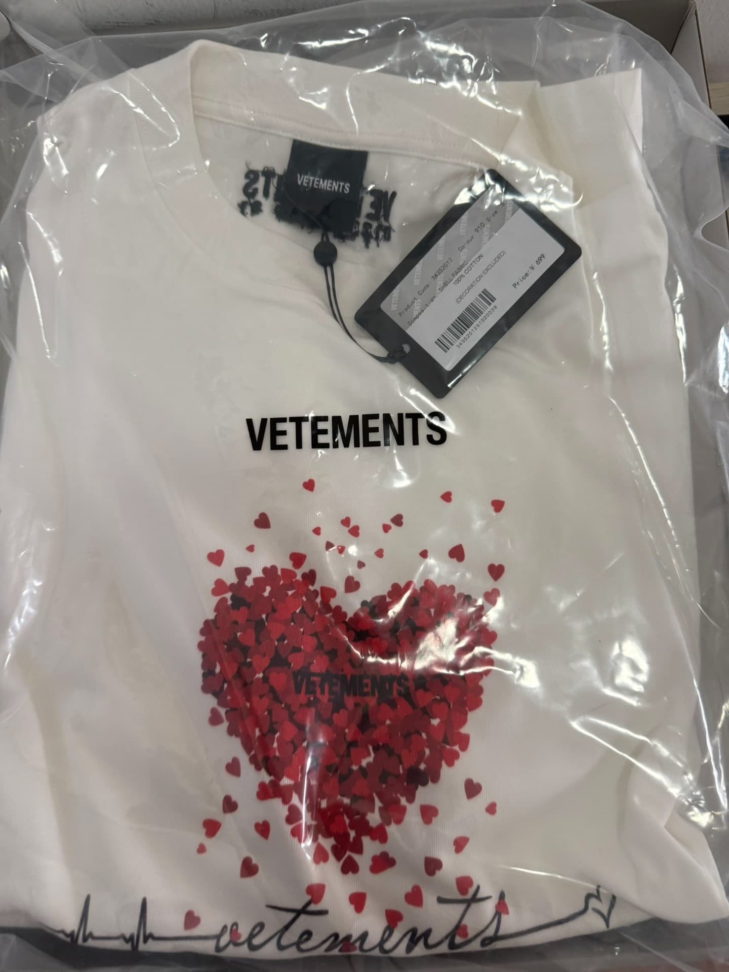 Специальное предложение VETEMENTS white love-футболка с короткими рукавами, размер S, абсолютно новая, без застежки