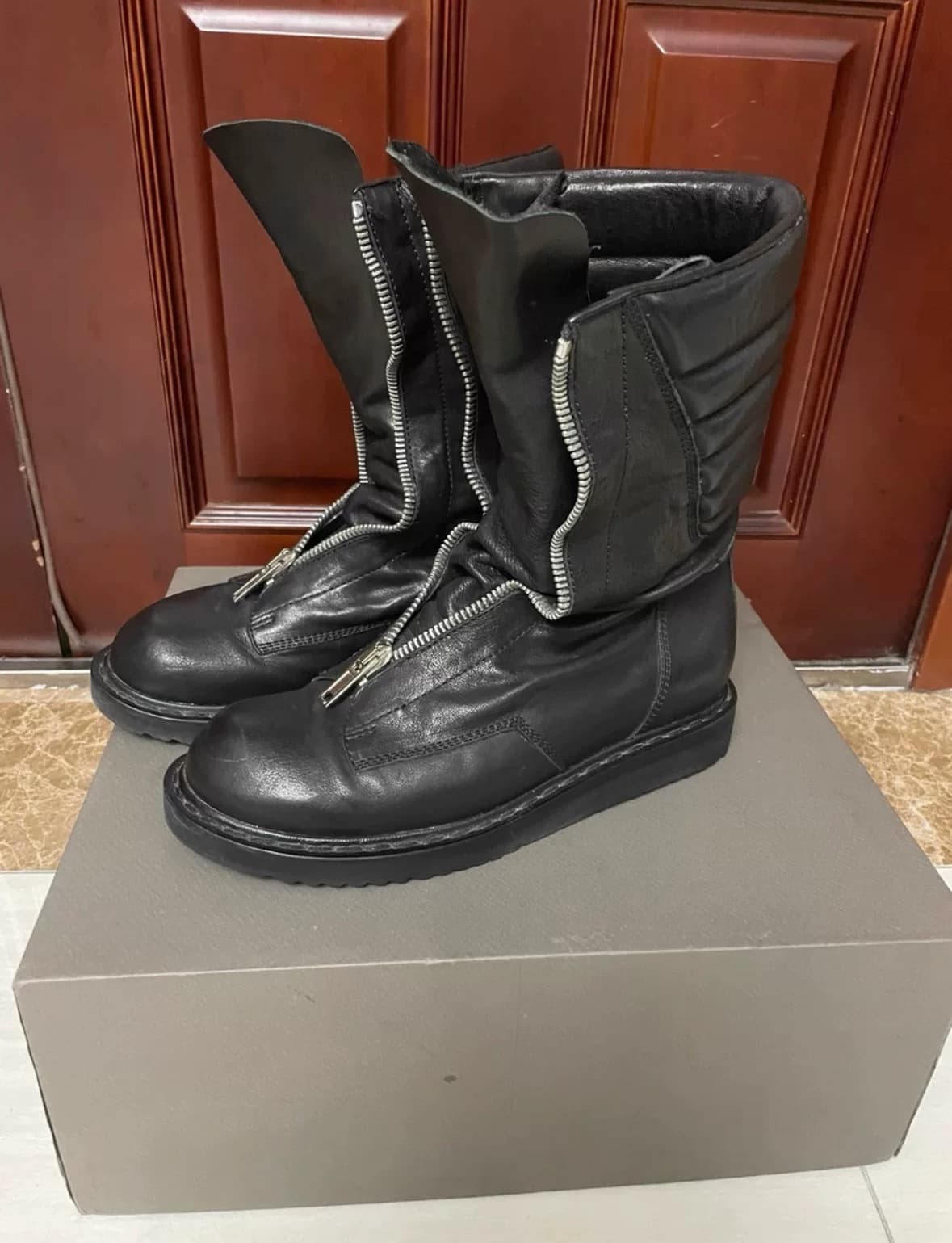 Почти новые ботинки RICK OWENS main line на молнии, черные, размер 42, кожа