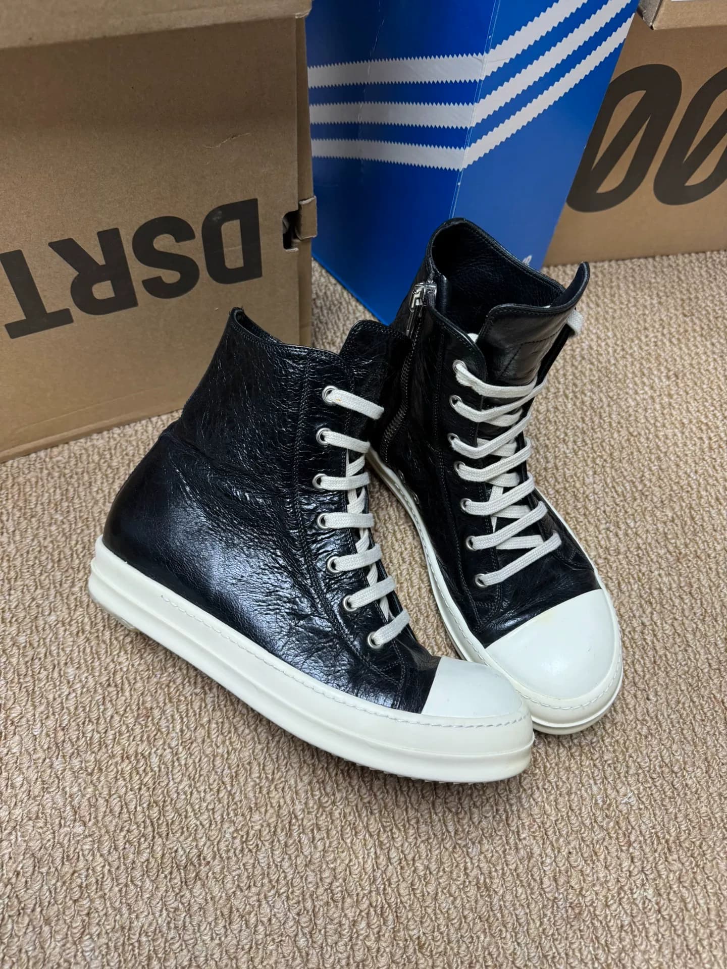 Основная линия RICKOWENS RO из плиссированной кожи черно-белые кеды converse с высоким берцем основная линия черно-белые