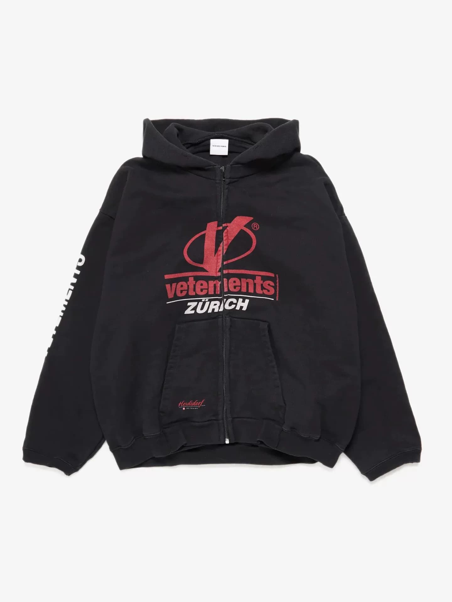 Двусторонняя толстовка с капюшоном Vetements VTM 18AW на молнии с принтом