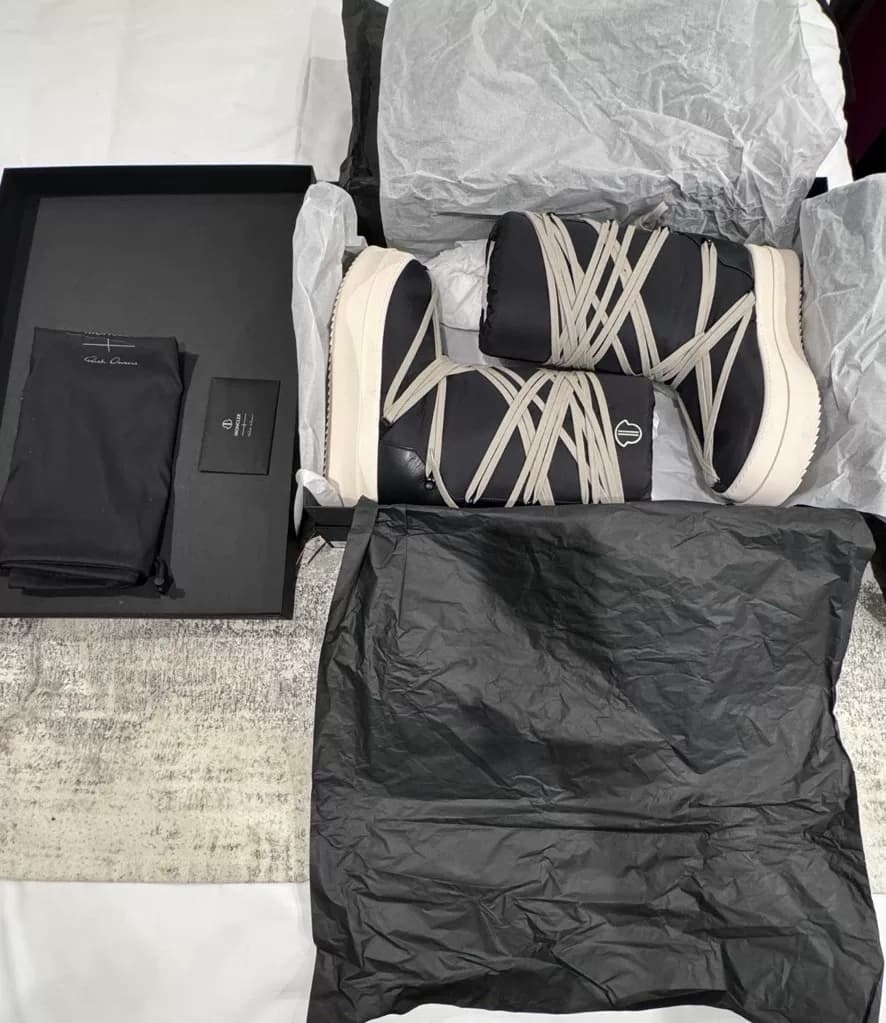Сумасшедшие зимние ботинки на ремешках от Rick Owens Moncler 45-го размера
