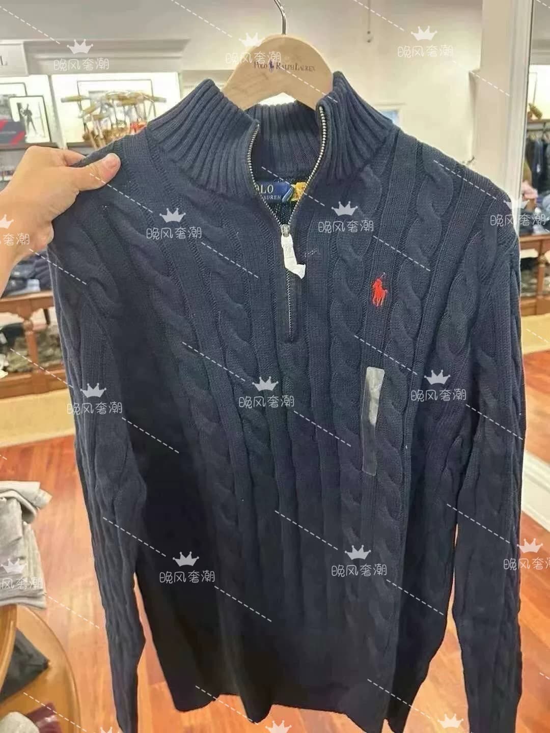 Свитер Ralph Lauren с застежкой-молнией до половины, из чистого хлопка, скрученный поло-пони, одинакового фасона для мужчин…