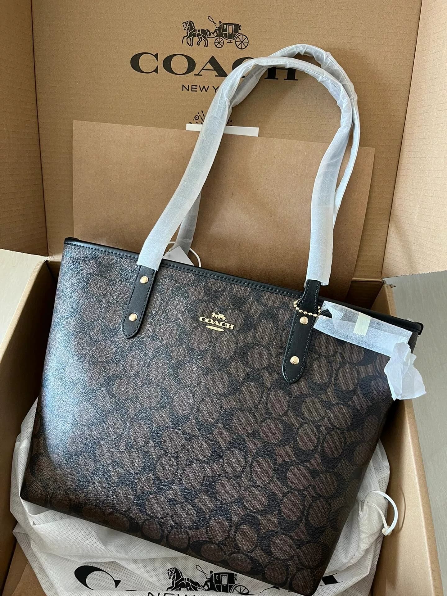 Сумка для покупок Coach city30zip30 коричнево-черная