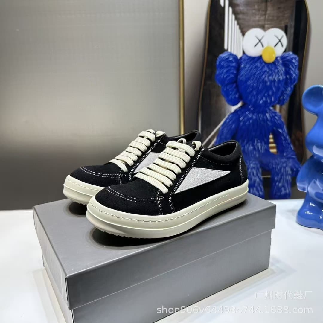 Кроссовки Rick Owens с низким берцем, черный низ молочного цвета, новый фирменный ремень