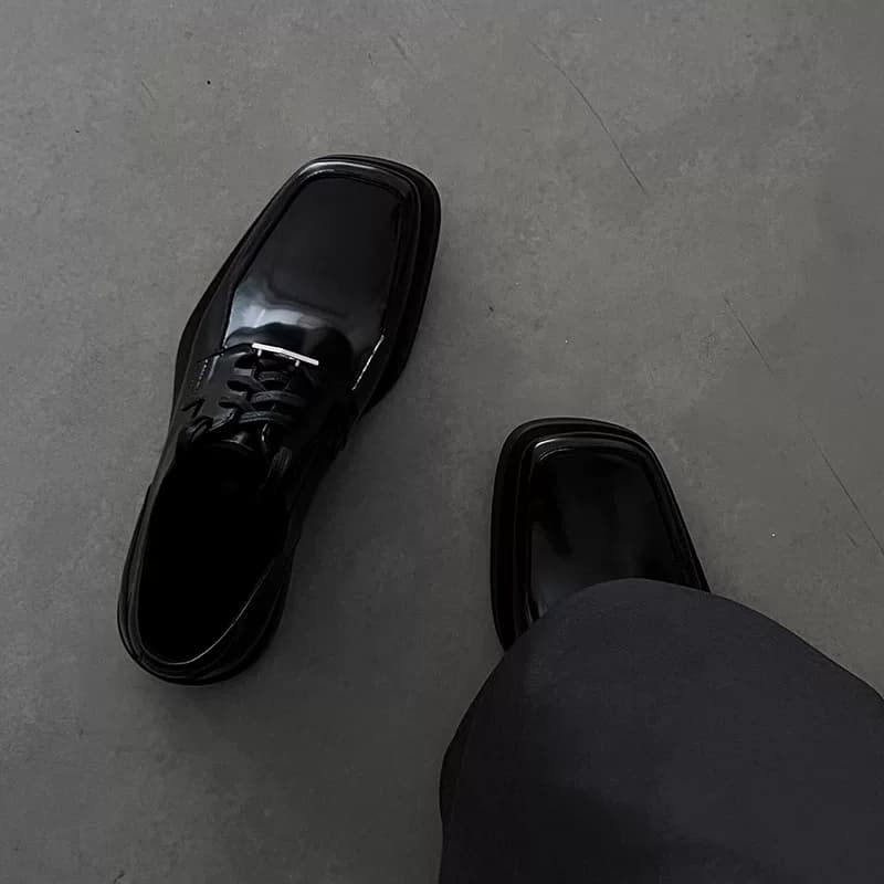 Кожаные туфли-дерби cleanfit с квадратным носком, черные мужские лоферы на толстой подошве, мужская обувь для пригородных поездок в британском стиле