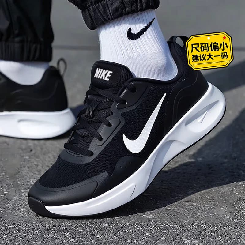 NIKE Официальные аутентичные кроссовки NIKE, мужская обувь, новинка лета 2026, легкая дышащая спортивная обувь, черно-белая повседневная обувь